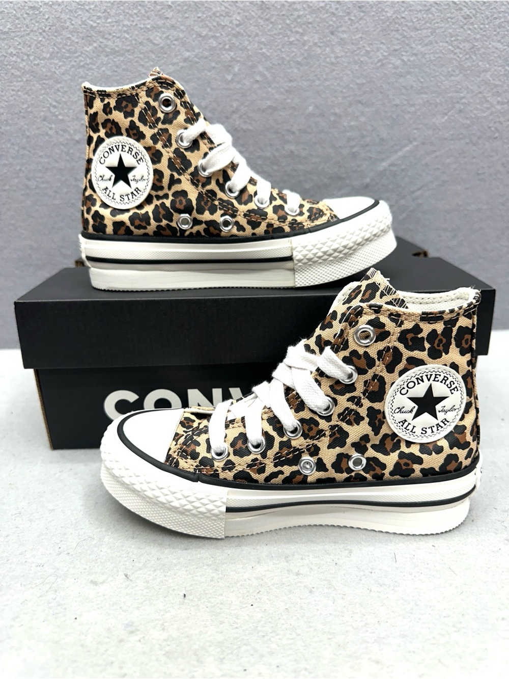 Converse Kids US 11 High Top CTAS EVA A16593C Leopard Animal Print Canvas NIB